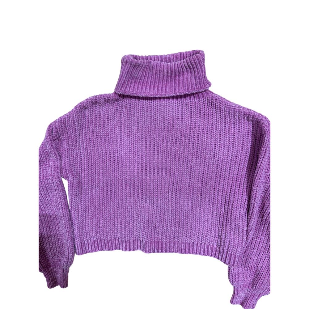 Zenana Pink‎ Chenille Turtleneck Sweater Women’s M Cropped Cozy Soft Knit - Picture 2 of 8